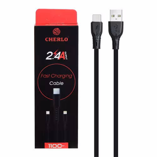کابل شارژ 1.1 متری فست CHERLO Type-C مدل CH-TC09 – مشکی