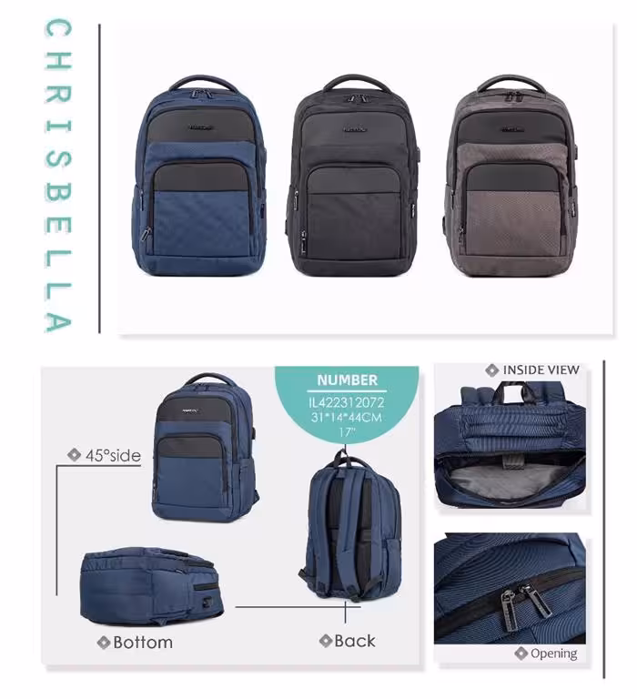 کوله وارداتی پاورکینگ کد IL2072 رنگ مشکی سایز 44*14*31