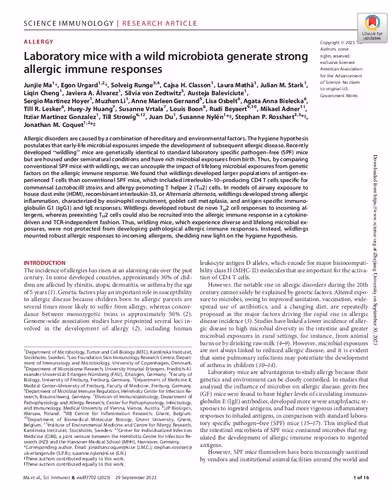 خرید و دانلود نسخه کامل کتاب Laboratory mice with a wild microbiota generate strong allergic immune responses