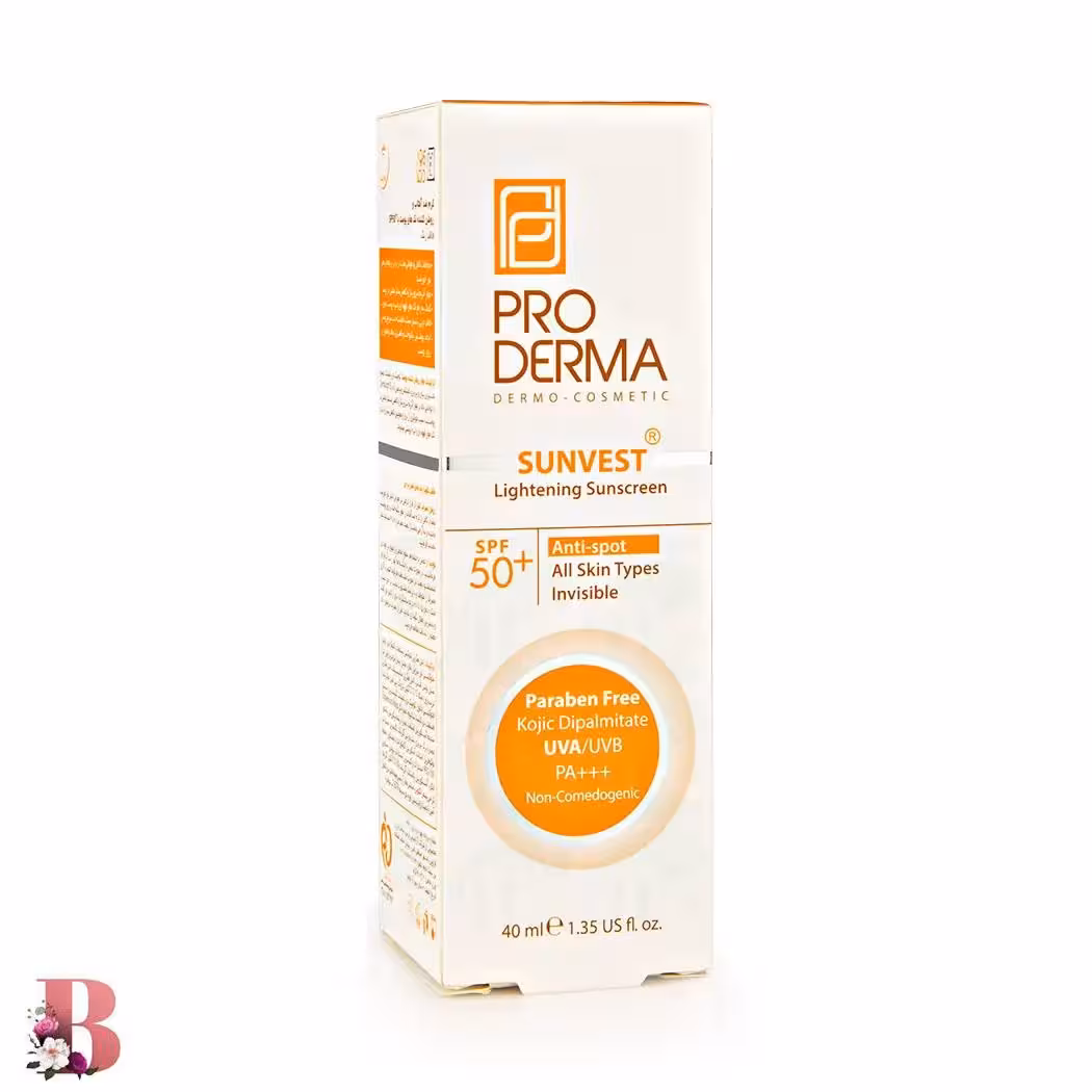 کرم ضد آفتاب بدون رنگ پرودرما   SPF 50 مدل ضد لک حجم 40 میلی لیتر | PRODERMA SPF 50  LIGHTENING SUNSCREEN ANTI SPOT INVISIBLE 40 ML
