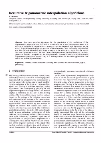 خرید و دانلود نسخه کامل کتاب Recursive trigonometric interpolation algorithms