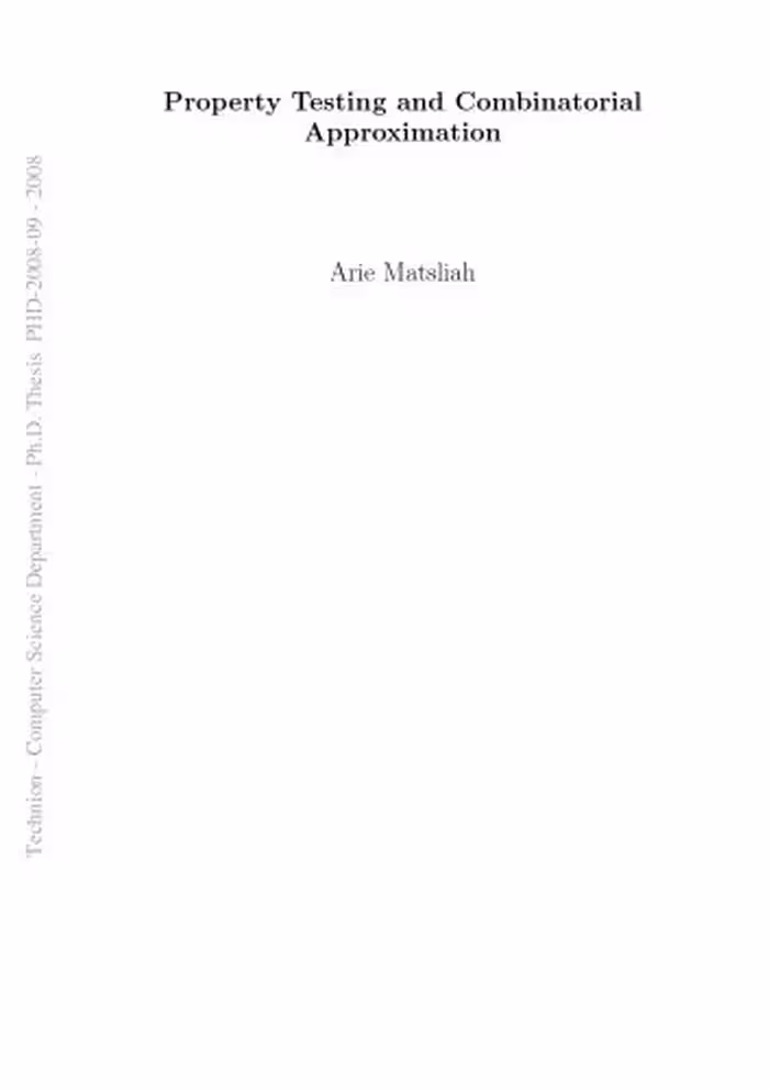 خرید و دانلود نسخه کامل کتاب Property Testing and Combinatorial Approximation