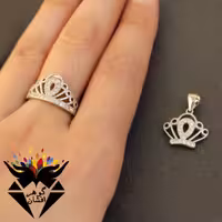 نیم ست نقره تایلندی مدل تاج کد NS_1018