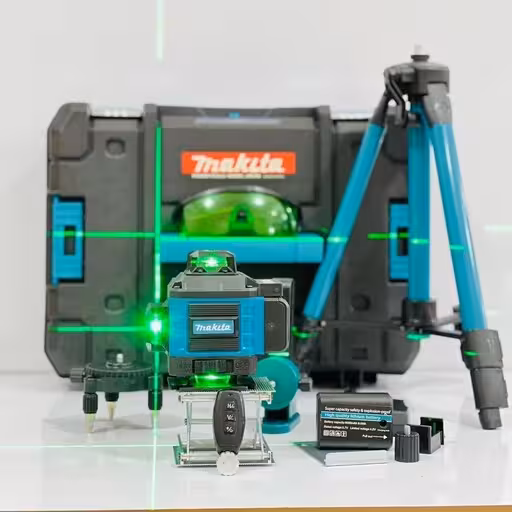 تراز لیزری ماکیتا 4 بعدی ماکیتا برد 100 متر نور سبز (دارای پایه 120 سانت)