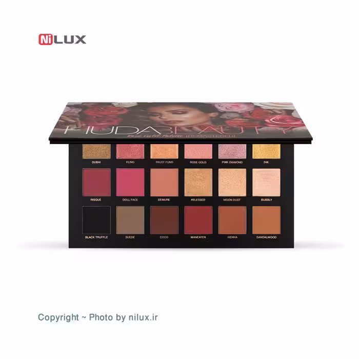پالت سایه 18 رنگ هدی بیوتی مدل Rose Gold Pallete Remastered