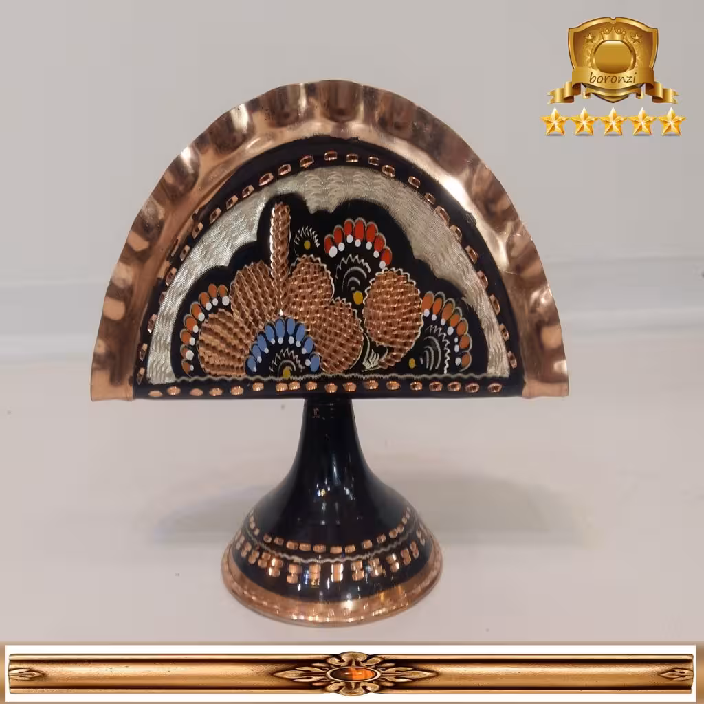 جا دستمال مسی مینا کاری قلم خورده