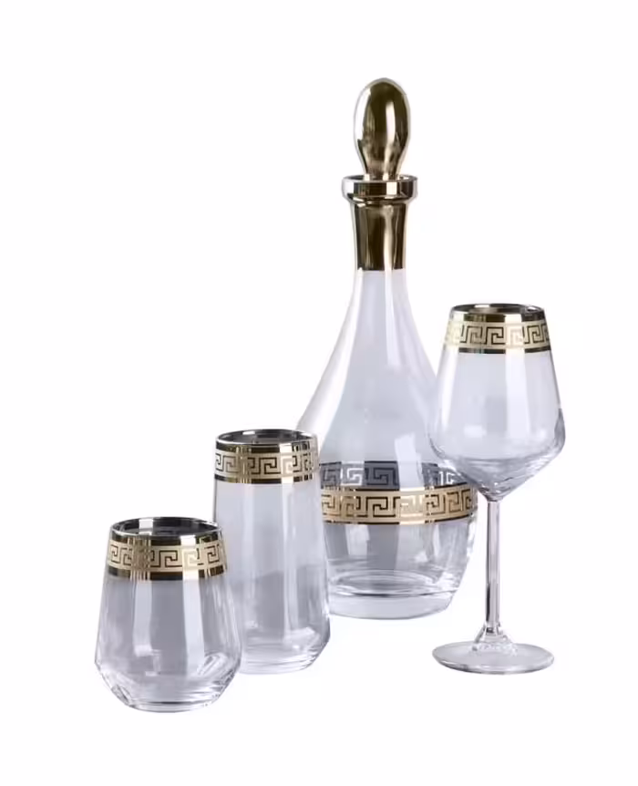 ست تنگ و لیوان و گیلاس  طلاکوب 6 نفره arrow Ricco