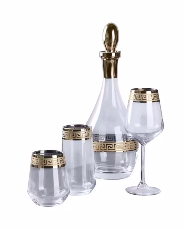 ست تنگ و لیوان و گیلاس  طلاکوب 6 نفره arrow Ricco