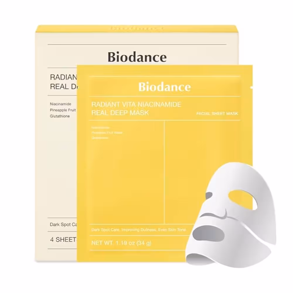 ماسك صورت ورقه ای (یک عددی) ضد لك و روشن كننده نياسين آميد و گلوتاتیون بايودنس Biodance