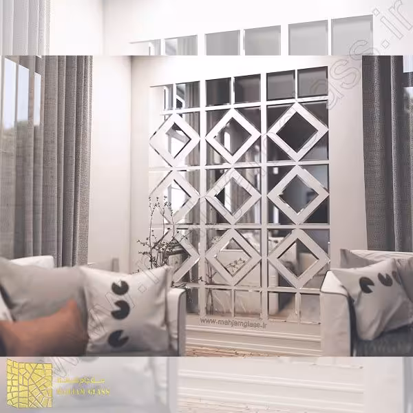 آینه آسان نصب نقره ای مدل جاجیم کدST2136