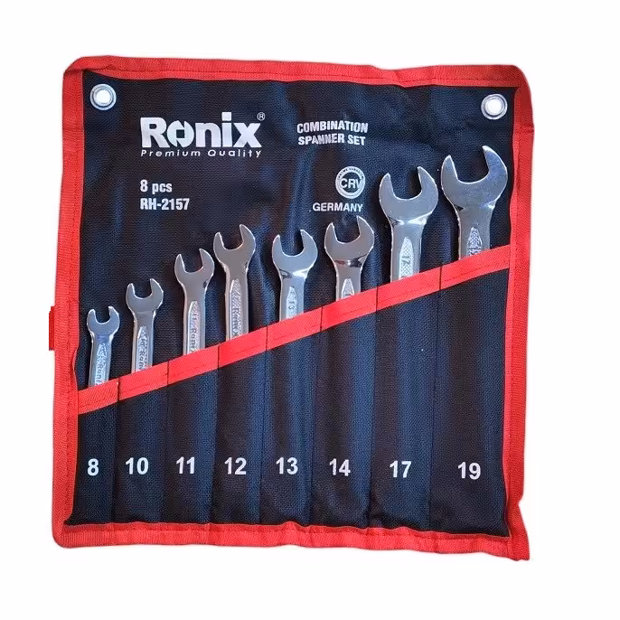 آچار یکسر تخت و یکسر رینگی رونیکس مدل RH-2157 مجموعه 8 عددی