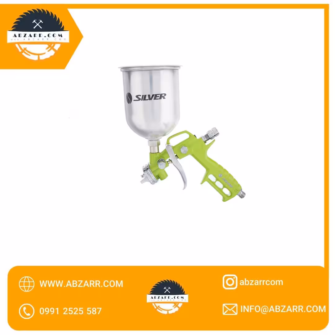 پیستوله سیلور دو تنظیم حرفه ای طرح جدید با سوزن و نازل برنجی مدل GTAPB010 (( اقساط یک ساله ))
