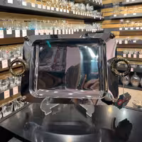 سینی مستطیل کوچک حلقه ای دسته طلایی کد 511