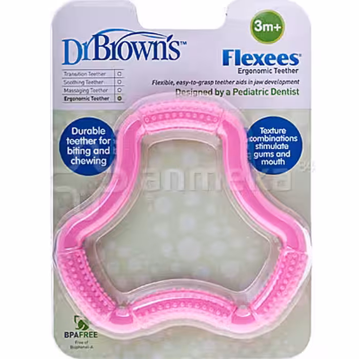 دندانگیر دکتربروان ارگونومیک صورتیDr. Brown’s™ Flexees™ Ergonomic Teether