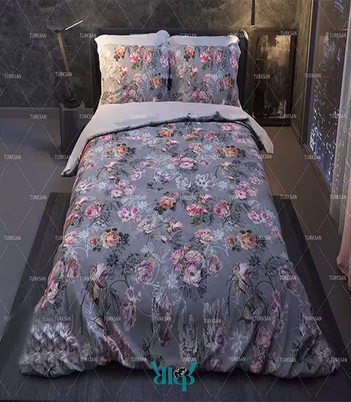 روتختی طوسی گلدار دونفره کد d276