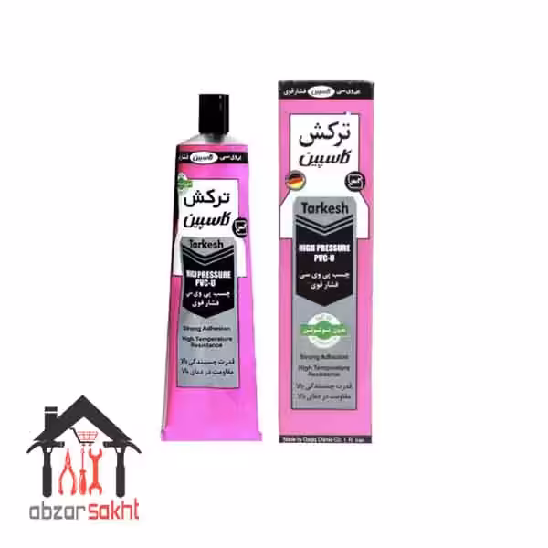 چسب پی وی سی فشار قوی کاسپین مدل ترکش حجم 100 میلی لیتر کارتن 36 عددی
