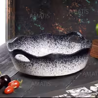سبد سرامیکی ملورین مدل لب چین، رنگ مشکی، کد 3153