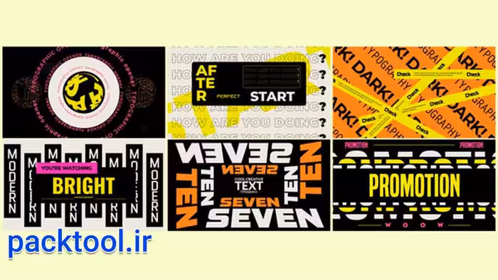دانلود پروژه آماده پریمیر پرو نمایش متن تایپوگرافی Text Typography - پک تول