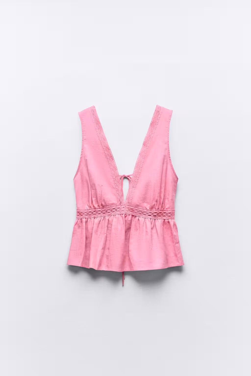 تاپ LINEN BLEND LACE TRIM TOP برند زارا