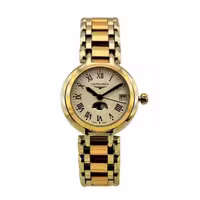 LONGINES L8.115.4 زنانه ساخت ژاپن لانگینس زنانه ژاپن * شیشه تشفاف ذره بینی * با نشانگر روز و شب * بند دو رنگ * فول استیل
