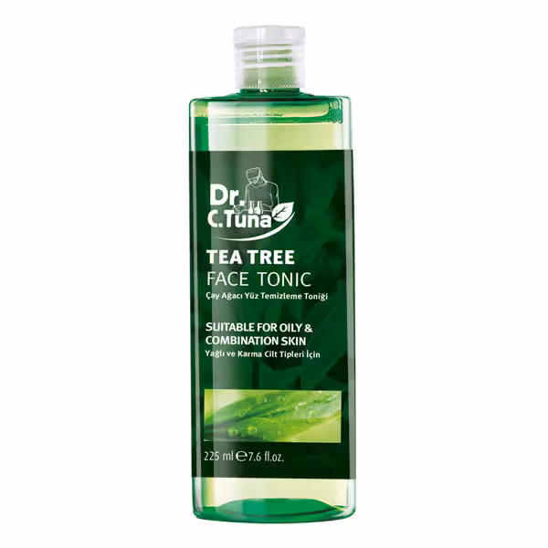 تونر ضد جوش dr.c.tuna فارماسی مدل tea tree  از بین برنده فوری آکنه و جوش از بین برنده منافذ باز پوست  حجم 225 میل  ساخت رومانی