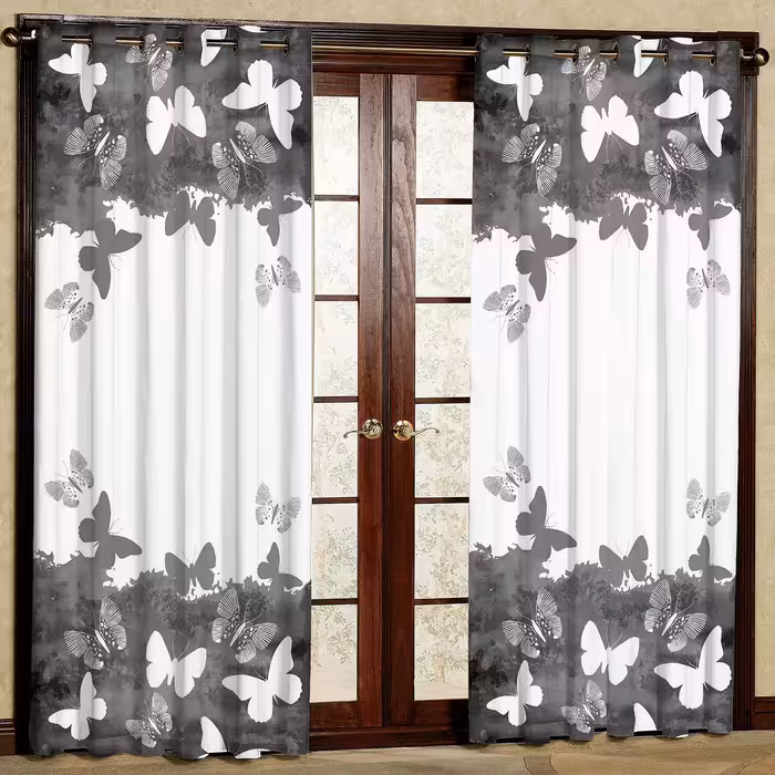 پرده مدل پروانه مخمل پانچی کد 1371R سایز 140x280 سانتی متر