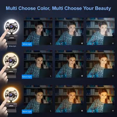 وب کم جیگا مدل Streaming with 3 Adjustable Ring Light