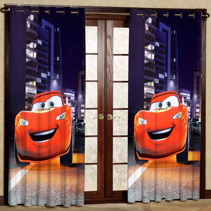 پرده مدل ماشین ها مخمل پانچی کد 4391 سایز 200x140 سانتی متر