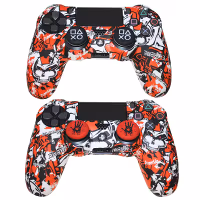 محافظ دسته پلی استیشن 4 مدل BLOODY CITY به همراه روکش آنالوگ مجموعه دو عددی