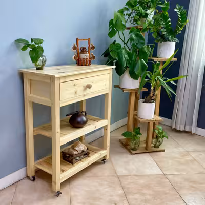 کنسول روستیک دکور مدل ترولی