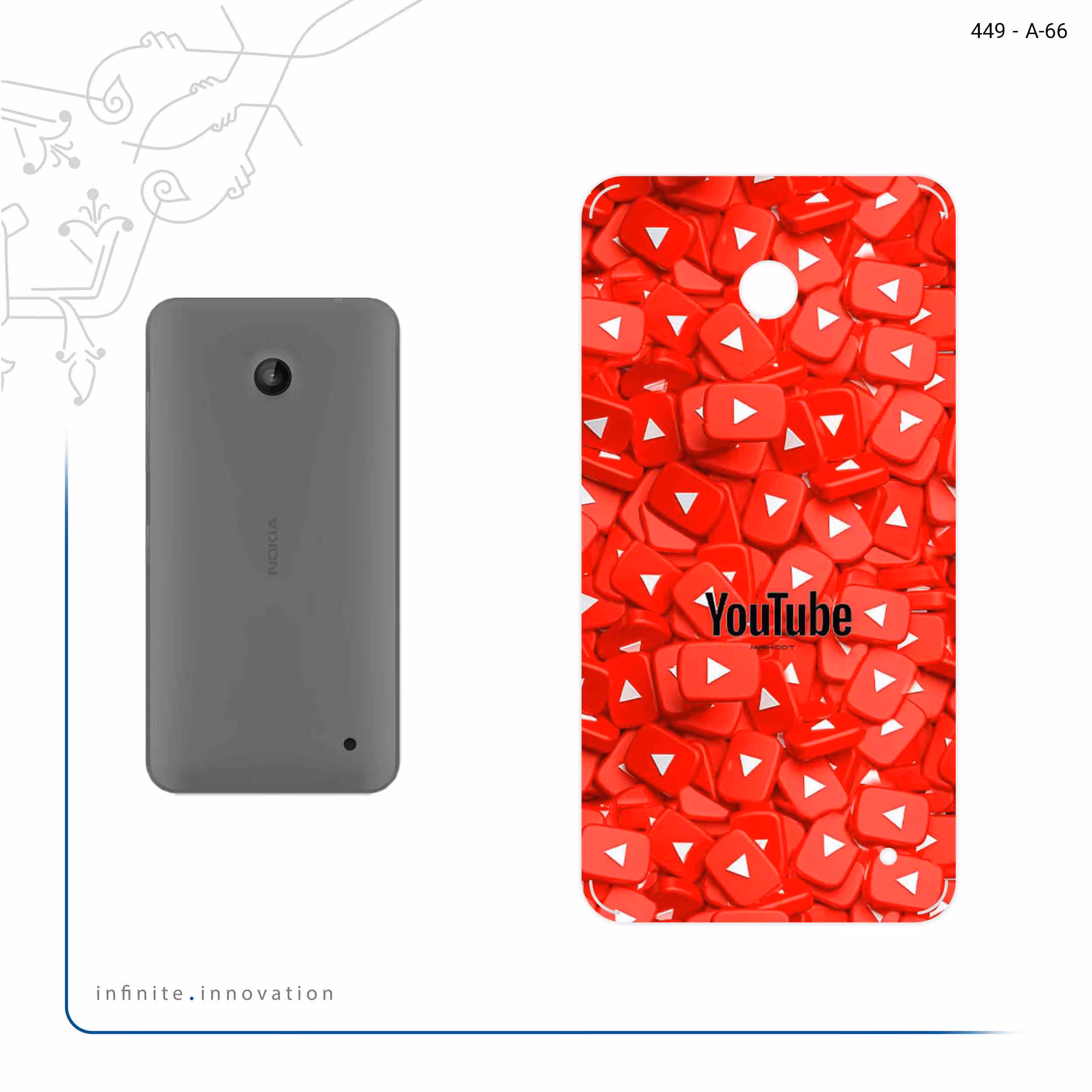 برچسب پوششی ماهوت مدل Youtube مناسب برای گوشی موبایل نوکیا Lumia 630