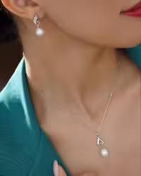 نیمست نقره مروارید اصل جواهری کد 00526