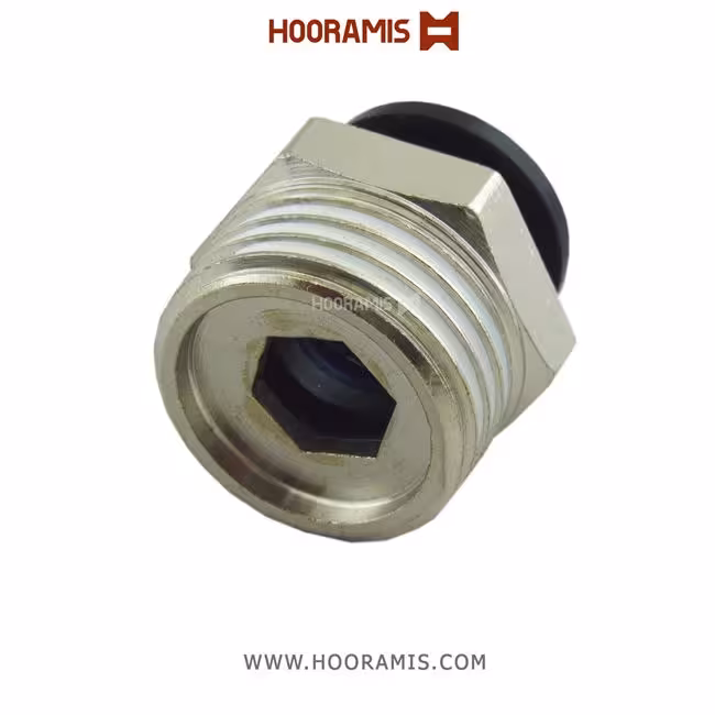 فیتینگ اتصال مستقیم نری پنوماتیک با شلنگ خور8 میلیمتر و سایز دنده 1/2 اینچ