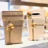 دانتل  سطل و دستمال مخمل نوار طلایی  10170