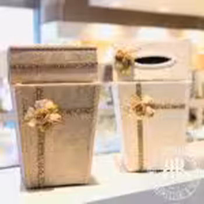 دانتل  سطل و دستمال مخمل نوار طلایی  10170