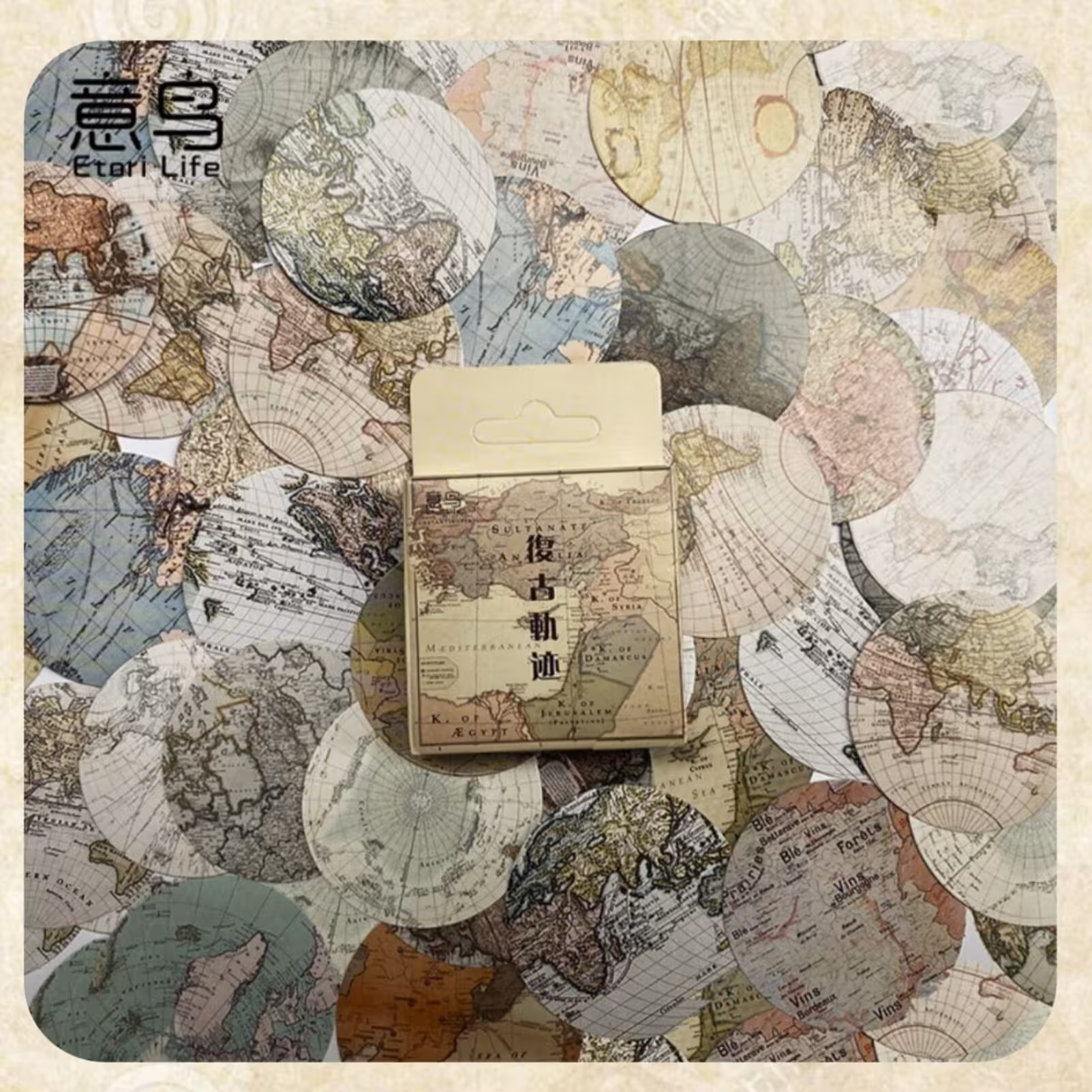 استیکر طرح اطلس جغرافیا نقشه جهان وارداتی از چین برچسب 46 تایی 