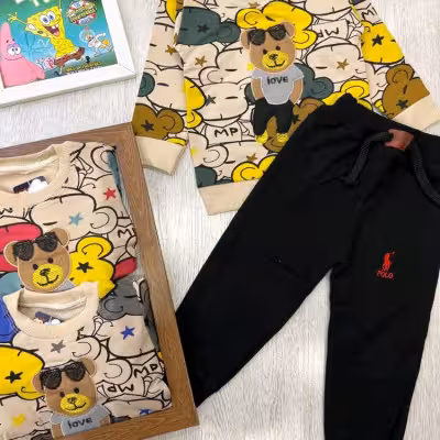 بلوز و شلوار تدی کرمیسایز 35/40/45/50کد کالا:667