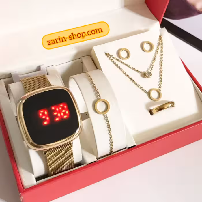 ست زنانه و دخترانه ساعت و نیم ست استیل