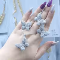 نیمست زیبای پارلا پروانه ای نقره عیار925 روکش طلا