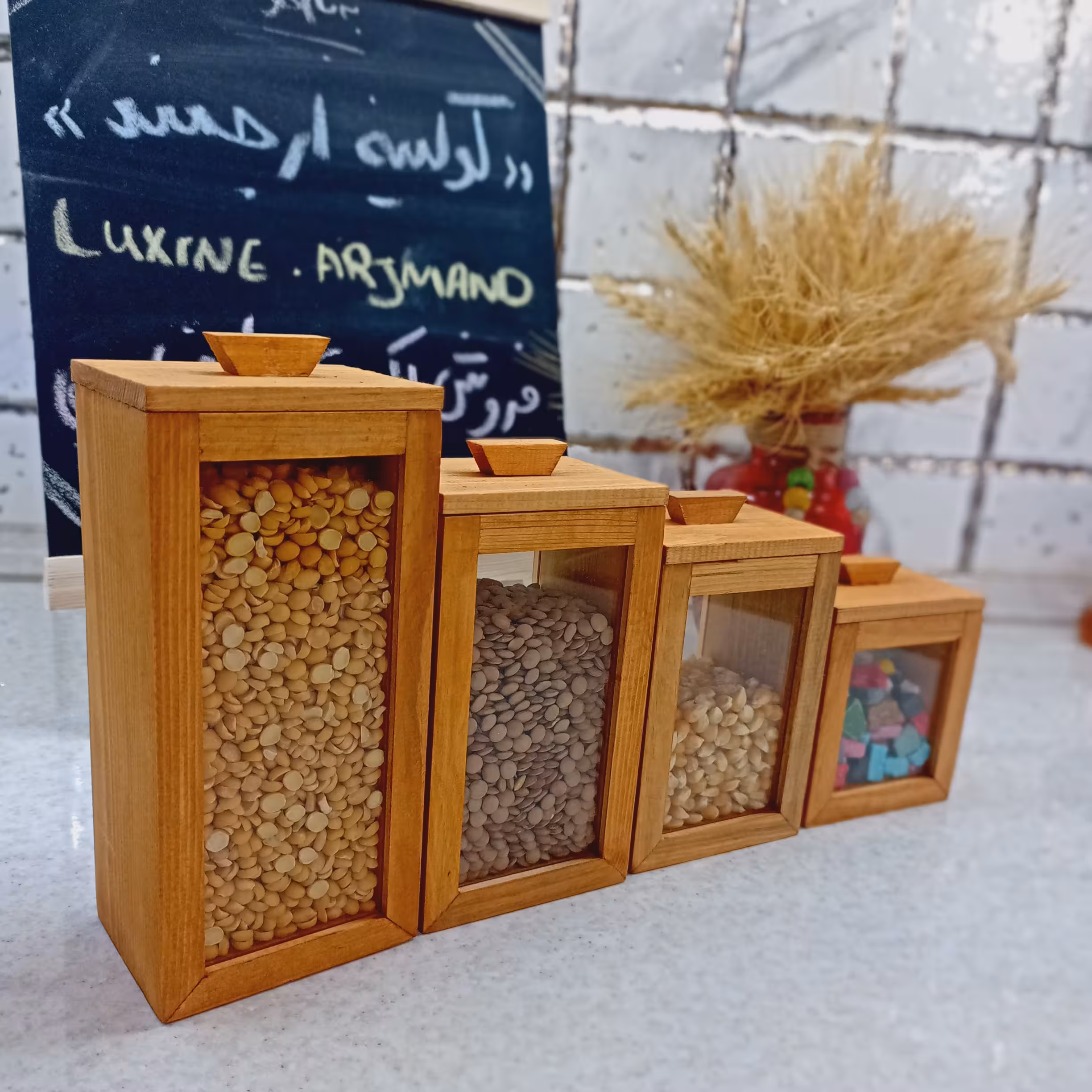 ست بانکه چوبی  4 تیکه  مخصوص حبوبات و ...