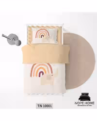 سرویس لحاف روتختی یک نفره 5 تکه کودک نوپه هوم Nopehome طرح فیل و رنگین کمان کد TN10001