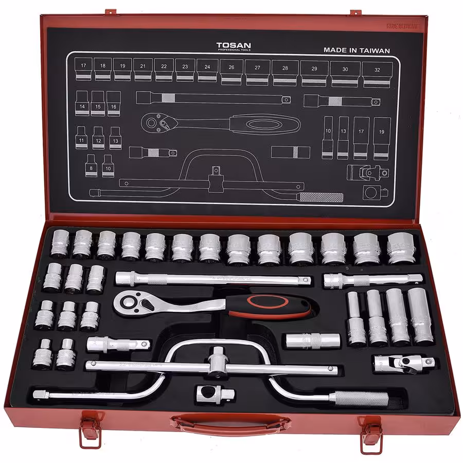 جعبه بکس درایو 1/2 اینچ 34 پارچه توسن