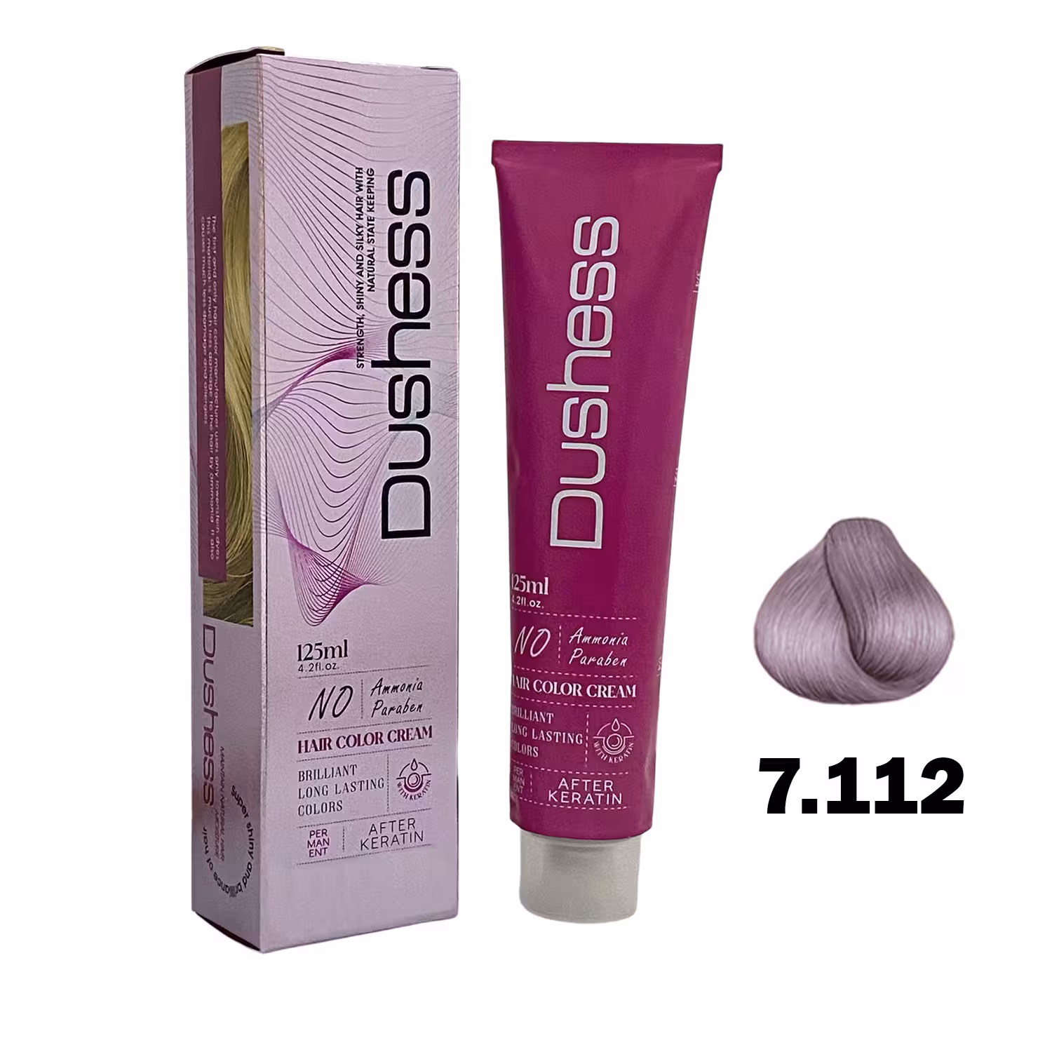 رنگ مو بدون آمونیاک دوشس سری دودی بنفش شماره 7.112 رنگ قهوه ای دودی بنفش متوسط حجم 125 میلی لیتر