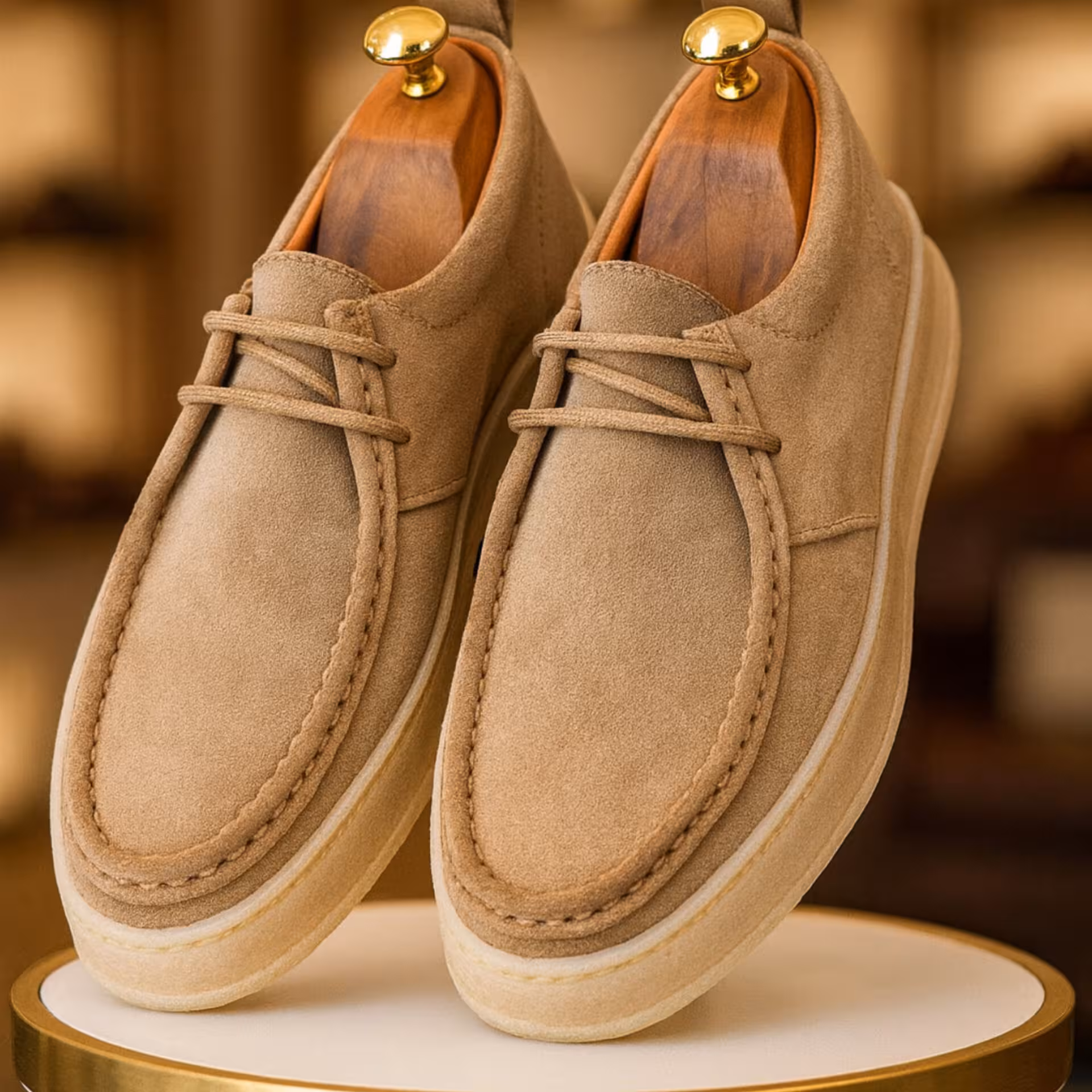 کفش چرم مردانه اسپرت کد SP210CR رنگ کرم