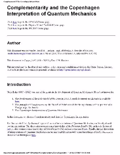 خرید و دانلود نسخه کامل کتاب Complementarity and the Copenhagen Interpretation of Quantum Mechanics