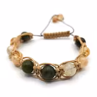 دستبند سنگ سیترین کوارتز و یشم کد 310143