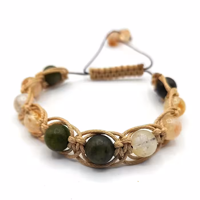 دستبند سنگ سیترین کوارتز و یشم کد 310143