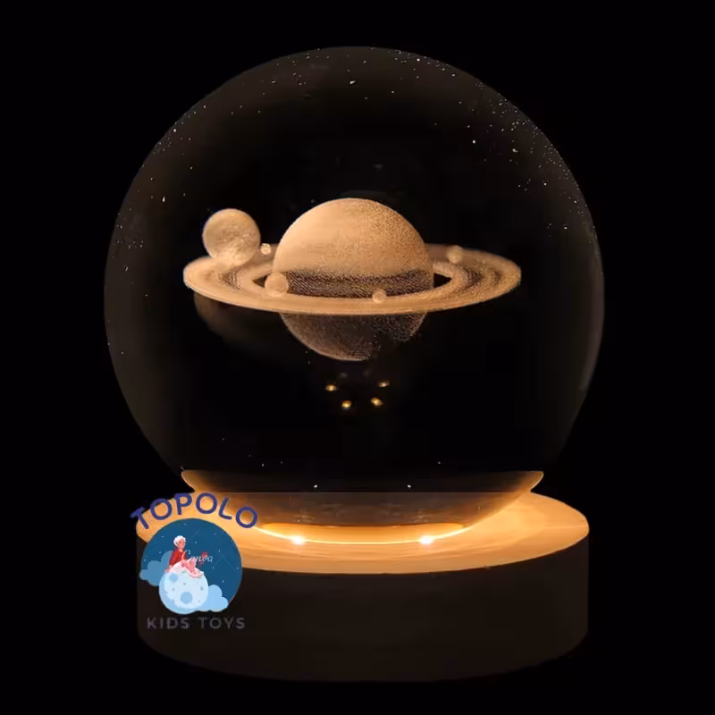 گوی کریستالی چراغ خواب کریستالی قطر 8سانت با پایه چوبی (پس کرایه)