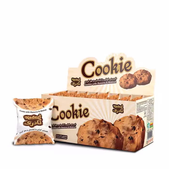 شیرینی کوکی با کشمش و مغز گردو نادری بسته 12 عددی