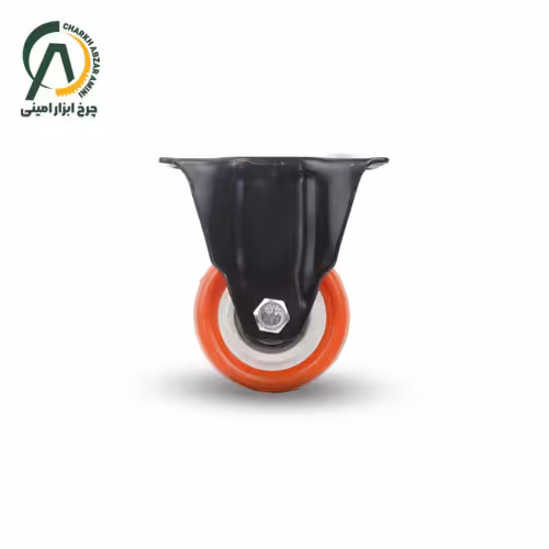 چرخ پلی آمید نارنجی وارداتی پایه مشکی ثابت قطر 40 میلی متر